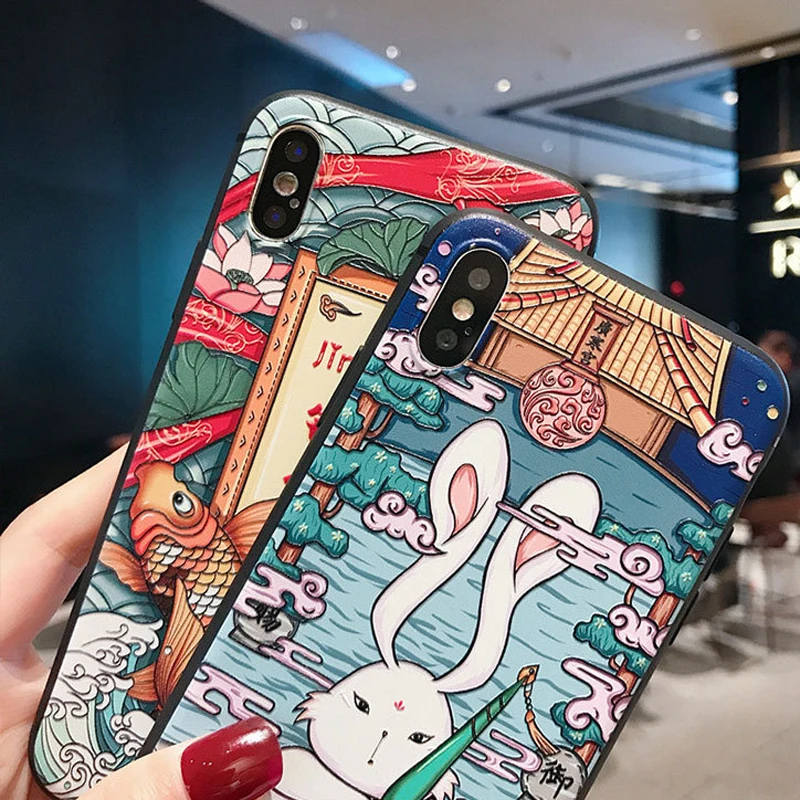 Милый 3D тисненый чехол для телефона iPhone X XS XR 11 12 13 Pro Max мягкий матовый из ТПУ 6 7 8Plus