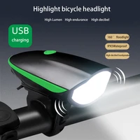 mountian bike front light rainproof usb rechargeable bicycle light cycling headlight led 1200mah flashlight mtb bike horn light