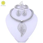Свадебные ювелирные наборы из африканских бусин для женщин серебряного цвета с кристаллами ожерелье серьги браслет кольцо аксессуары