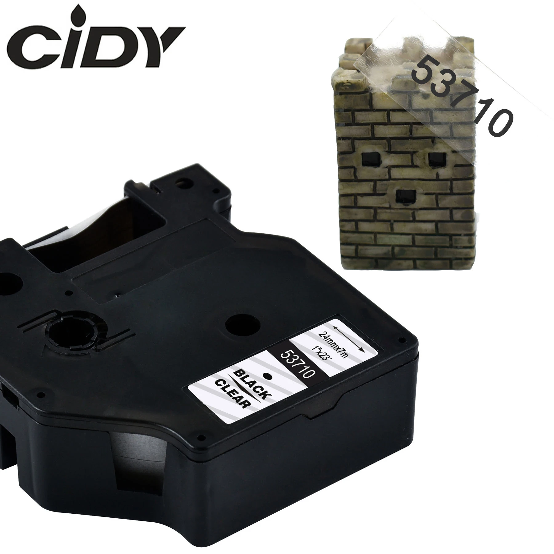 CIDY 53710 черная на прозрачной фотомагнитной ленте D1 24 дюйма кассета для Dymo Label Manager 160