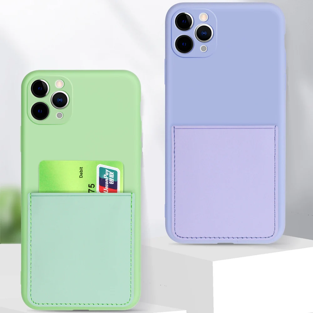 Силиконовый чехол для телефона iPhone 12 Pro Mini X Xr Xs 7 8 6 6S Plus бумажник 11 Max с держателем