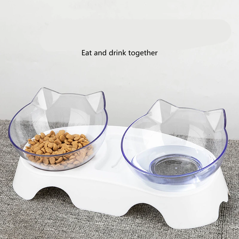 

Plastic Double Pet Bowl for Dogs Puppy Cats Food Water Feeder Pets Feeding Dishes Bowl Protect Cervical Vertebra Tilt