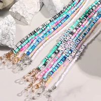 2021 new candy clay beaded lanyard strap sunglasses chain women love letter mask holder reading glasses chain handmade accessory