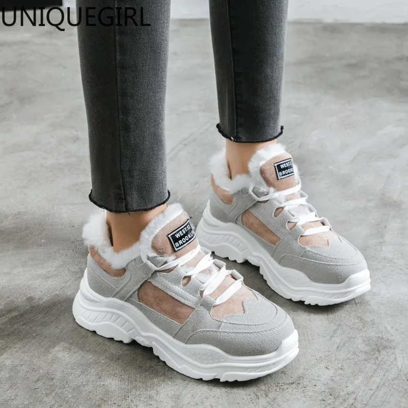 2019 г. женские зимние кроссовки модные плюшевые сохраняющие тепло с круглым