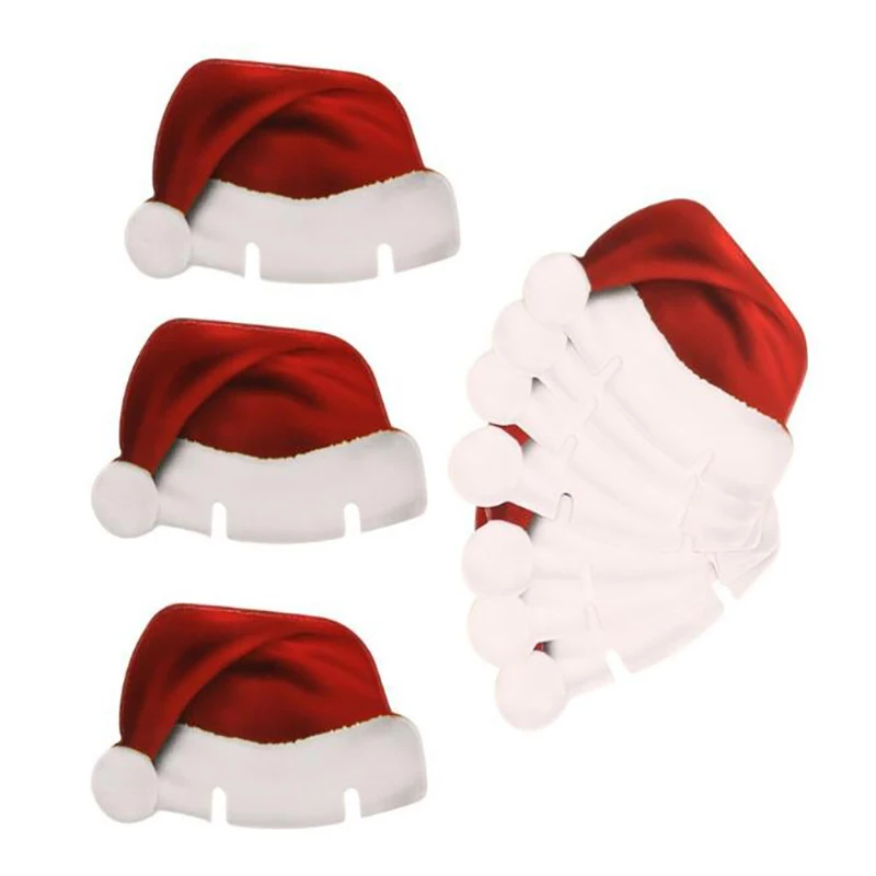 Santa Hat 10 шт./упак. Рождество Рождественские украшения для дома стол место карты Рождественская шапка Санта-Клауса вина Стекло Декор Год Вечерние поставки - Цвет: Santa Hat