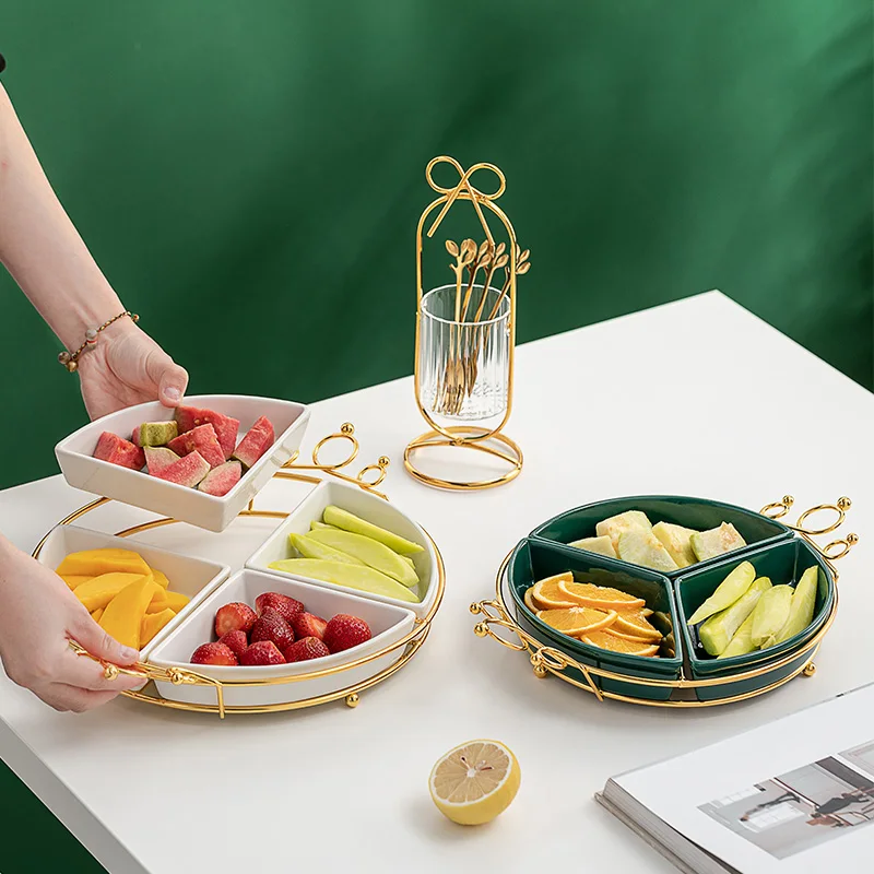 

OSBORN светильник Luxury Ceramic Green Golden Fruit миска для десерта Plate поддон «Корона» сушеные фрукты четыре ячейки закуска