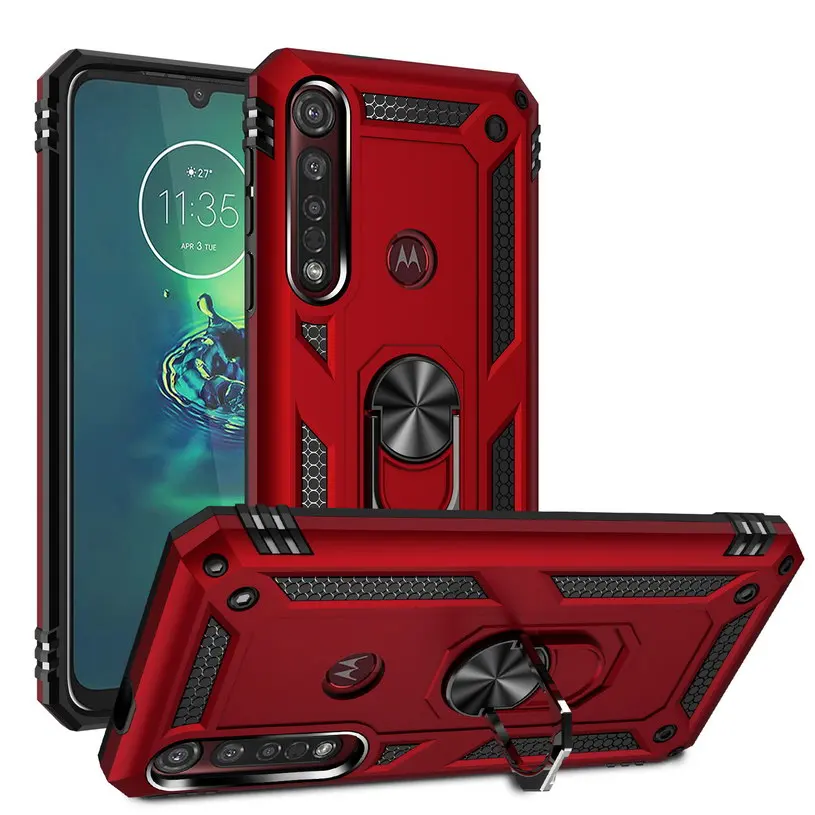 

Luxury Armor Shockproof Case For Motorola Moto G8 Plus Play Bumper Hybrid Case For MOTO G8 Play One macro Metal Ring Cover