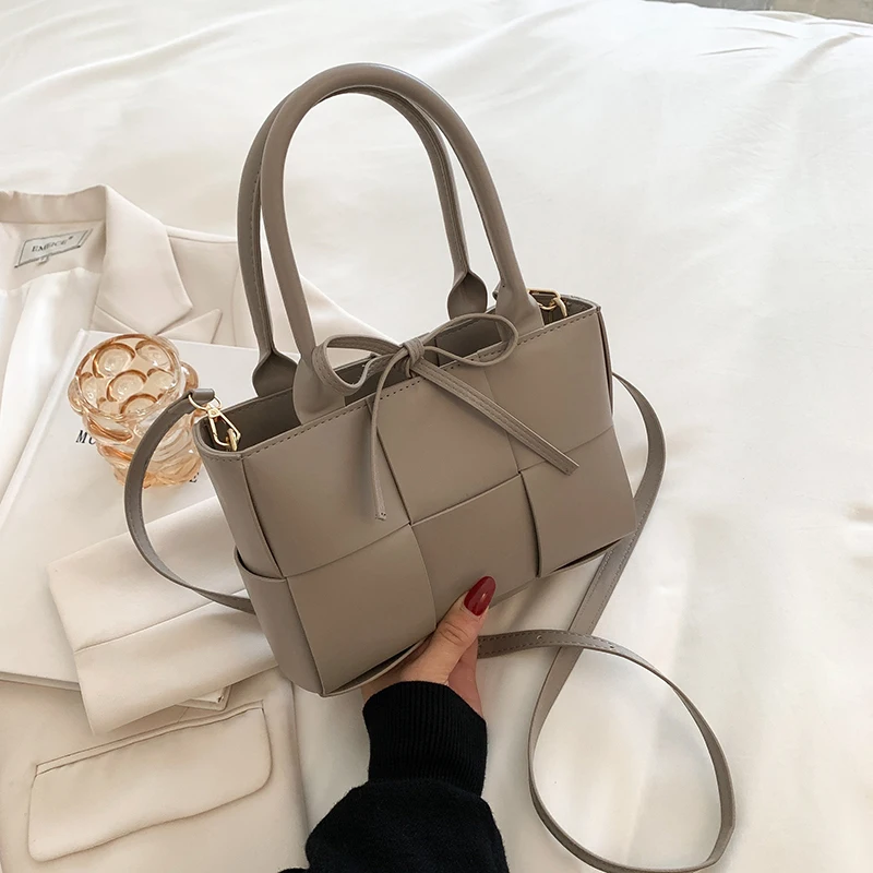 

YANXI Luxury Brand Large Weave Tote 2021 Fashion New High Quality PU Leather Women's Designer Handbag High Capacity Shoulder Bag