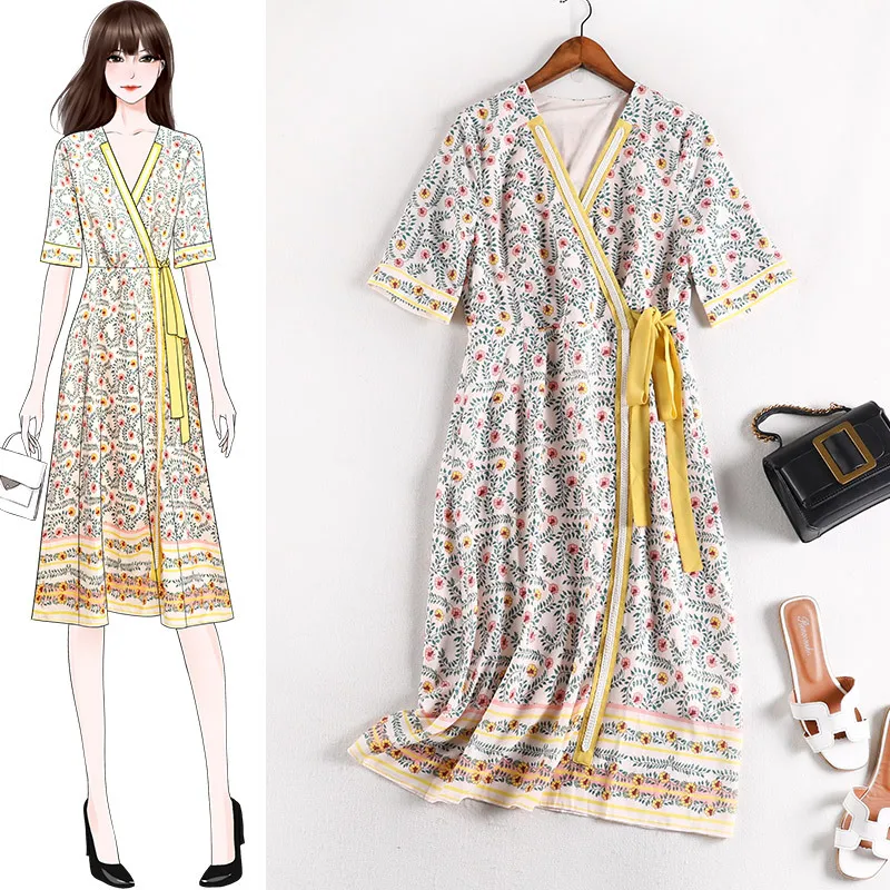 Новое повседневное летнее платье с цветочным принтом размера плюс Повседневное v