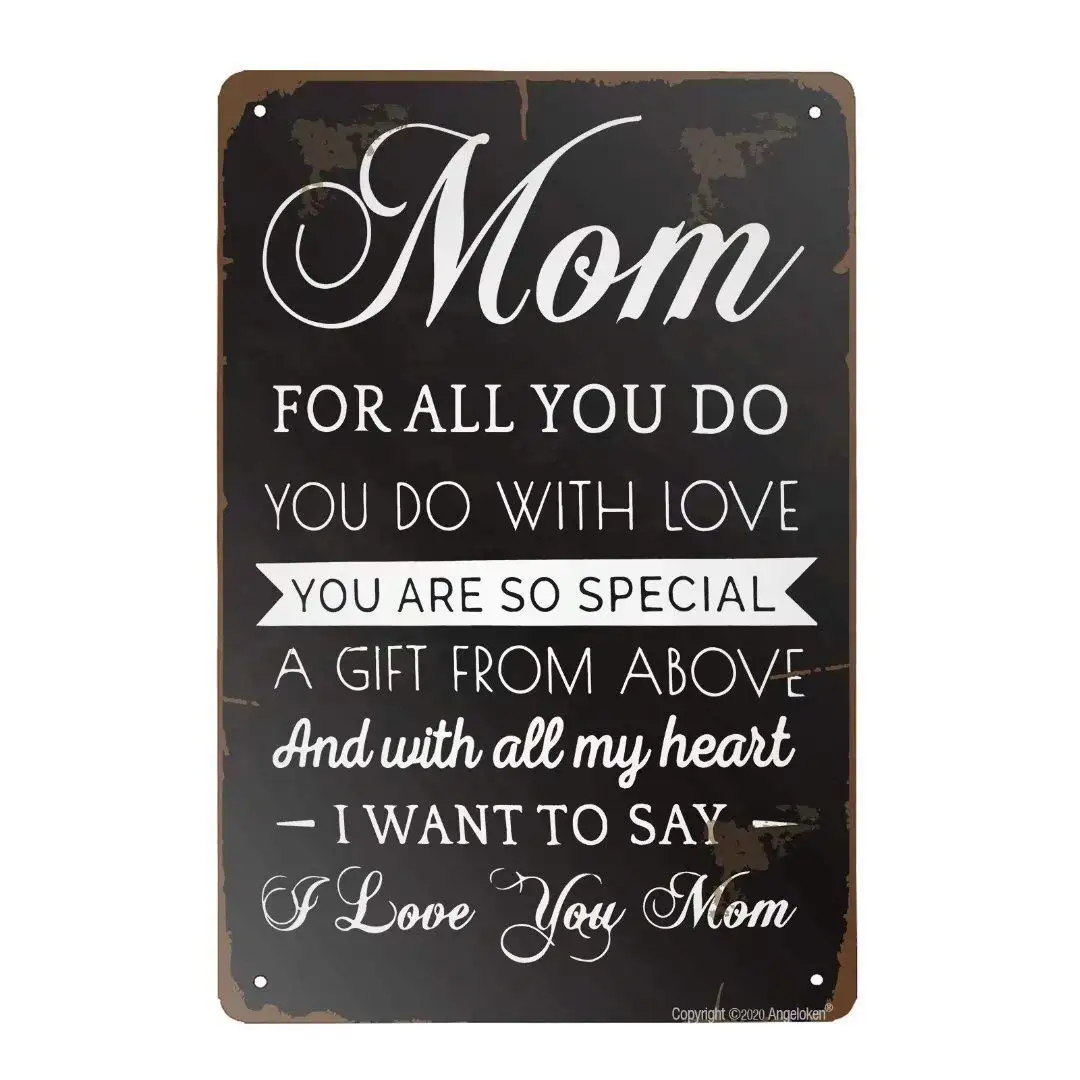 

Vintage Tin Sign I Love You Mom Sign Metal Sign for Plaque Poster Cafe Home Bar Coffee Wall Art Gift 11.8 X 7.8 Inch