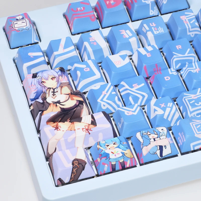 Mekanik klavye 104 anahtar PBT Keycaps kiraz profili Anime karikatür sevimli kız arkadan aydınlatmalı klavye tuş takımı özel boya subbed oyun Mx anahtarı