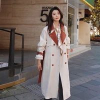 double breasted casual ladies windbreaker 2021 autumn new women trench long section lovely color thin coat female fashion jacket
