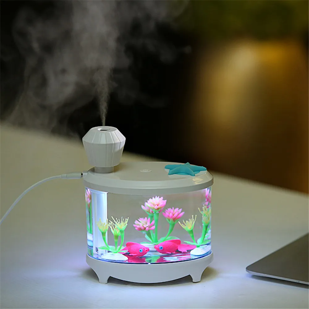 

Fish Tank Lamp Humidifier for Home Office Travel, Creative Decoration Tool Colorful Night Light Car Air Purifier Atomizer