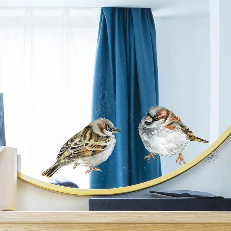 

2pcs Hand Painted Birds Wall Stickers for Bedroom Fridge Tile Cabinet Animals Wall Decor Vinyl PVC Wall Decals for Home Decor