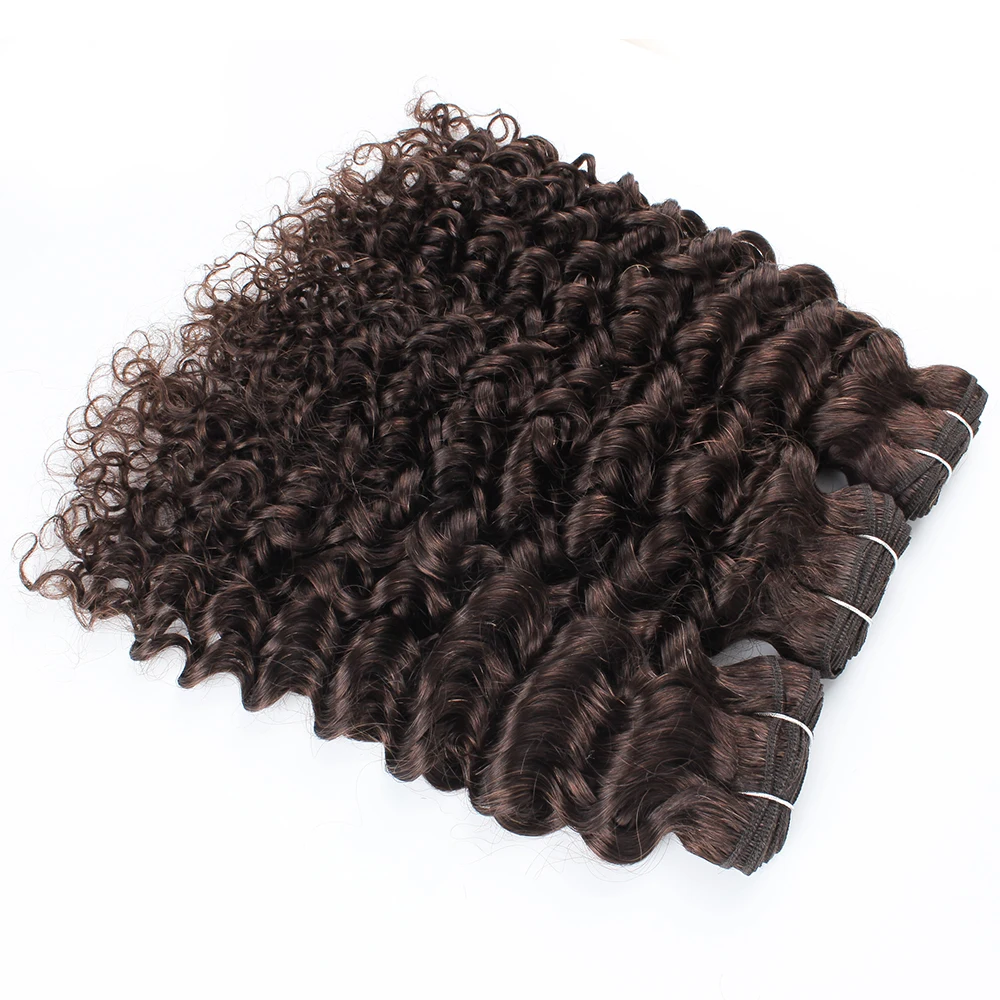 Kisshair color #2 water wave hair bundles 3/4 pcs darkest brown Indian human hair extension 10 to 24 inch remy curly hair