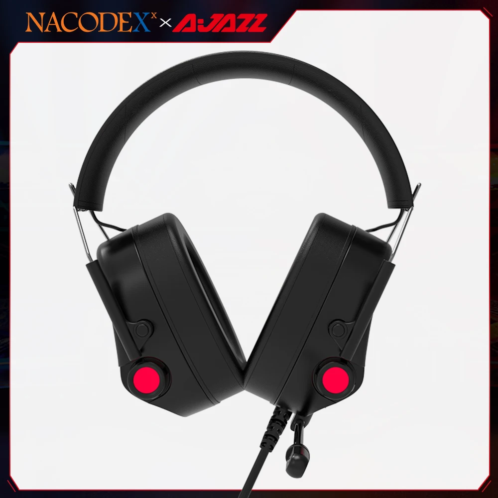 

AJAZZ NACODEX-H10 игровая гарнитура, объемный звук гарнитуры, стерео, проводной, USB микрофон, красочное освещение, ПК ноутбука