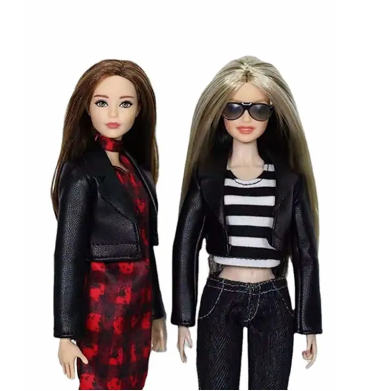 

Black Leather Jacket 11.5" Doll Clothes for Barbie Clothes Coat Top 1/6 BJD Dollhouse Accessories Kids Cosplay Toy Birthday Gift