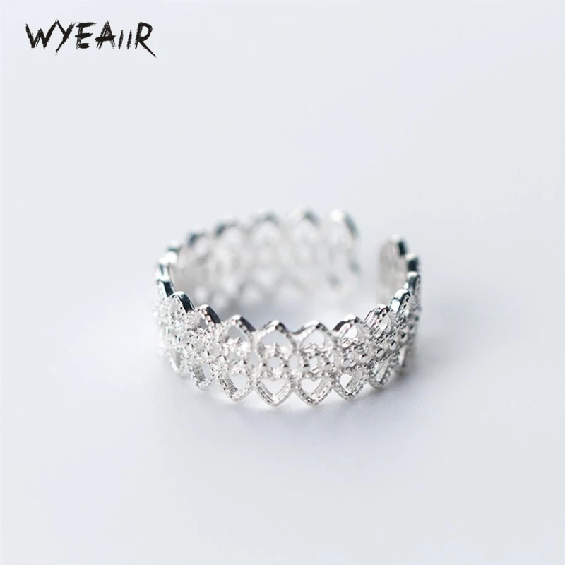 

Женские кольца с кружевом WYEAIIR, из серебра 925 пробы, регулируемого размера