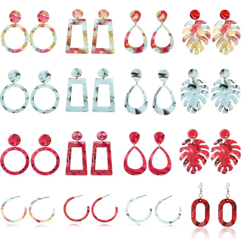 

Fashion Acrylic Geometric Creative Gifts for Women Earrings Dangle Trendy Zinc Alloy Jewelry Cute Creativity Ear Rings Party