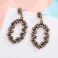 maikale trendy crystal round drop earrings red black rhinestone fashion long alloy earrings for women jewelry gift wholesale