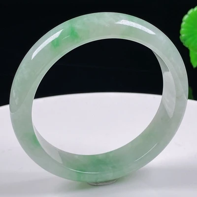 

Zheru Jewelry Natural Burmese Jadeite Light Green 54-58mm Bracelet Elegant Princess Jewelry Gift for Mom and Girlfriend