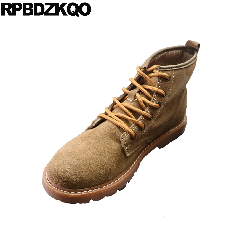 Замшевые армейские ботинки из натуральной кожи на шнуровке в стиле ретро Осенние