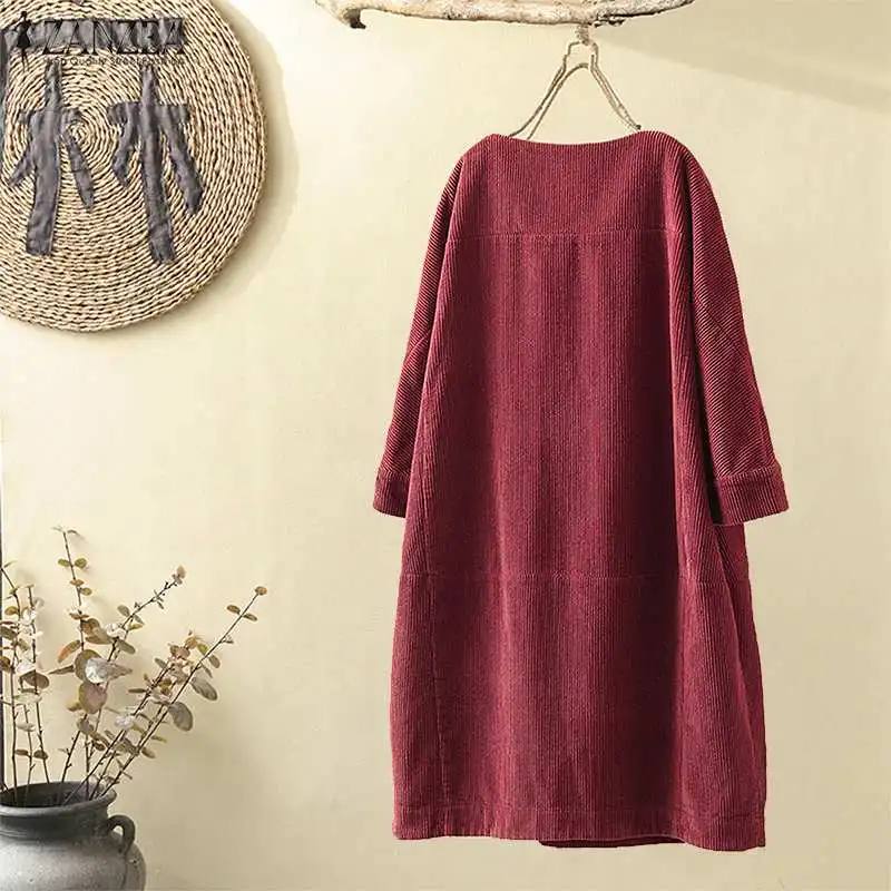 Вельветовое платье осень 2021 Женский кафтан Повседневная Толстовка туника с