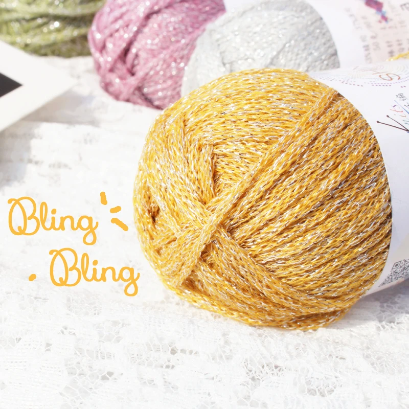 50 г/шар блестящая золотая и серебряная нить необычная сумка для вязания крючком