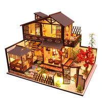 diy wooden blocks doll house ancient style mansion miniature model building kit toys creative birthday christmas children gifts
