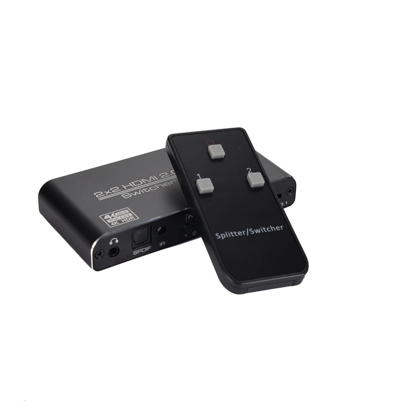 

HDMI Switch 4K 60Hz HDMI Splitter,2 in 2 Out with IR Remote Control Support HDR/ HDCP 2.2/HDMI 2.0B