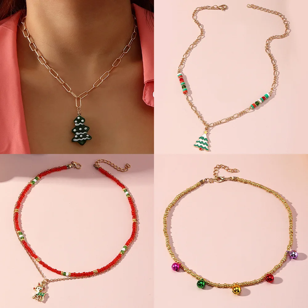 

Европейский фестиваль, Декоративные ювелирные изделия, креативная Мягкая Керамика, семена, бусины, ожерелье, Милый Колокольчик, лось, фотоэ...