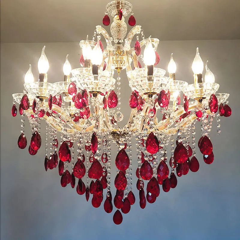 

Traditional Classic Lamp Living Room Crystal Chandelier Wedding Room Auditorium Red Chandelier High-End Club Private Room Lamp