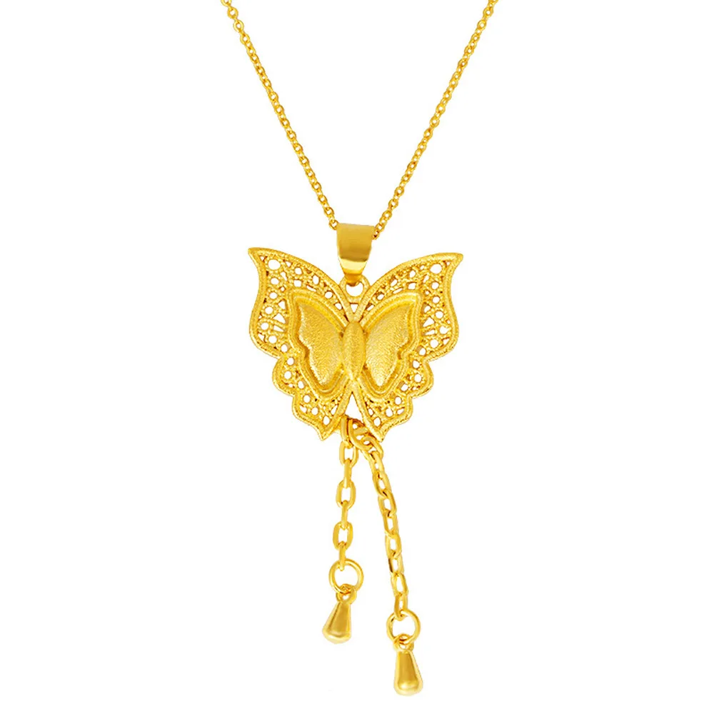 

VAMOOSY Vintage Butterfly Pendant Necklaces for Women Original 24K Gold Link Chain Collar Female Chocker Necklace Child Jewelry