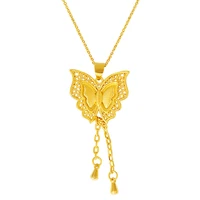 vamoosy vintage butterfly pendant necklaces for women original 24k gold link chain collar female chocker necklace child jewelry