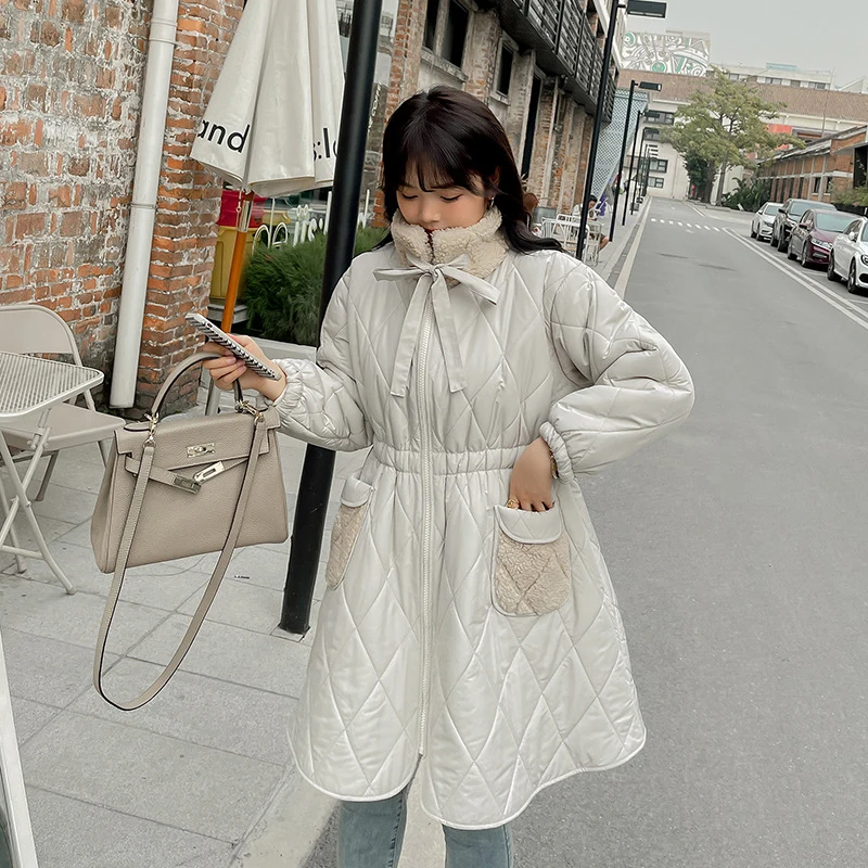 

Элегантная куртка с хлопковой подкладкой, Женские однотонные пальто большого размера с длинным рукавом, зимняя корейская мода, плотная теплая верхняя одежда для женщин LD2624