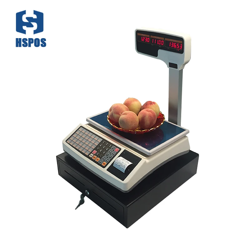 

HSPOS 30kg Digital Weighing Kitchen Cash Register Receipt Scale With POS Drawer
