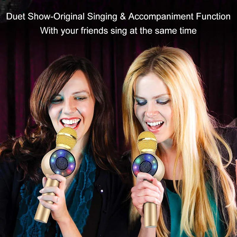 Микрофон для караоке с поддержкой Bluetooth 3-в-1 Портативный микрофона караоке-плеер