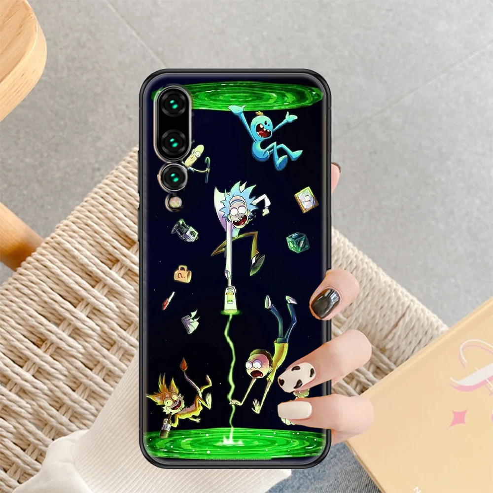 

Funny Cartoon Ricks Phone case For Huawei P Mate P10 P20 P30 P40 10 20 Smart Z Pro Lite 2019 black pretty Etui luxury cell cover