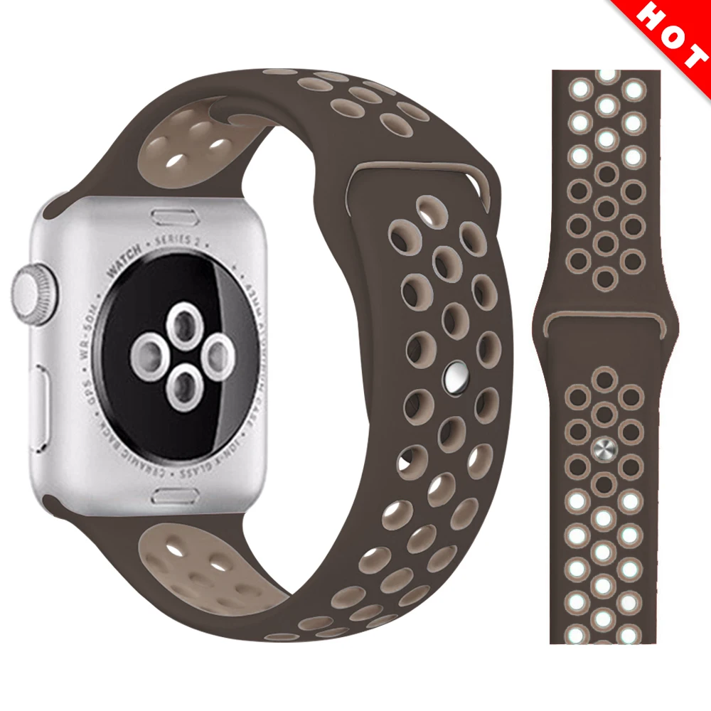 Модный спортивный силиконовый ремешок для часов apple watch 42 мм, 38 мм, 40 мм, 44 мм, браслет Nike+ Iwatch series 5/4/3/2/1 - Цвет ремешка: Smoke purple beige