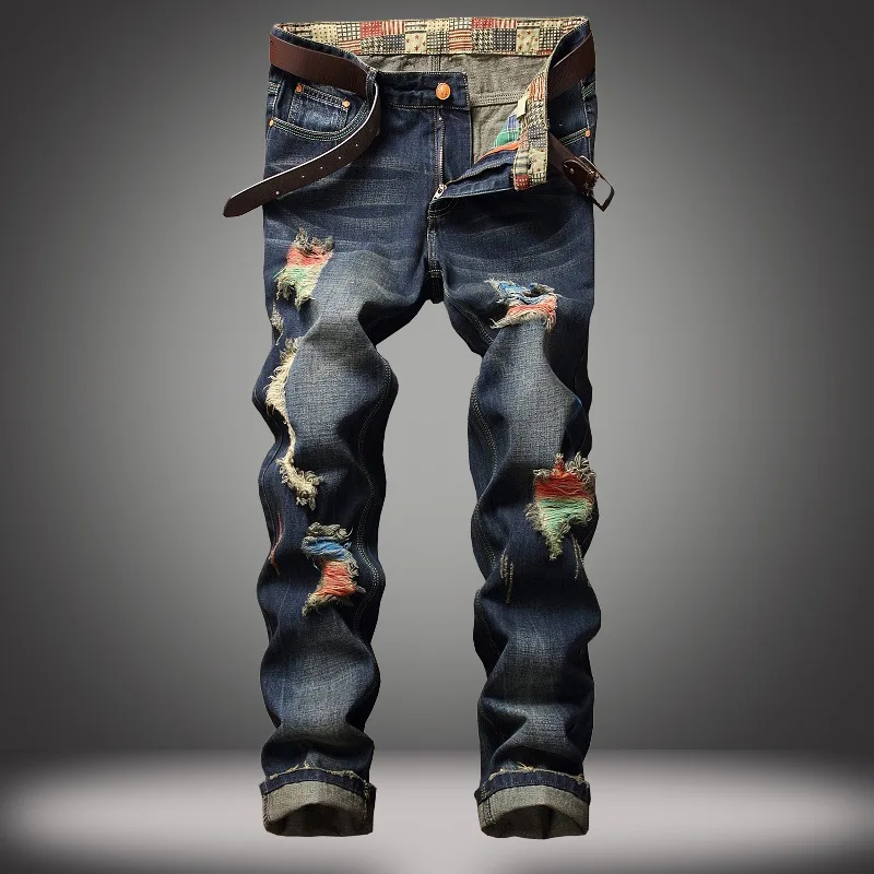 

Street Cool Painted Jeans Men's Ripped Straight Jeans High Quality Jeans