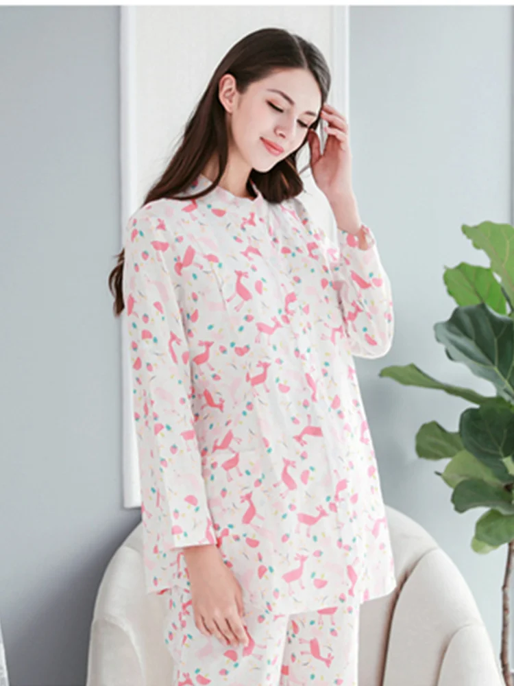 

Delivery Service Ppring And Summer Thin Postpartum Cotton Gauze Pregnant Women Pajamas Maternal Maternity clothes
