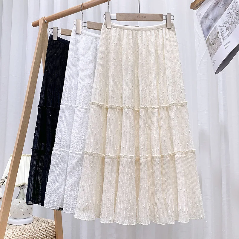 

Юбка женская, длинная, шелковая, с пышной юбкой, в складку, весна