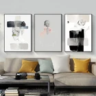 Абстрактный Винтаж геометрический Nordic комплект из модных женских плакат холст настенная живопись печать рисунка для спальни гостиной домашний декор