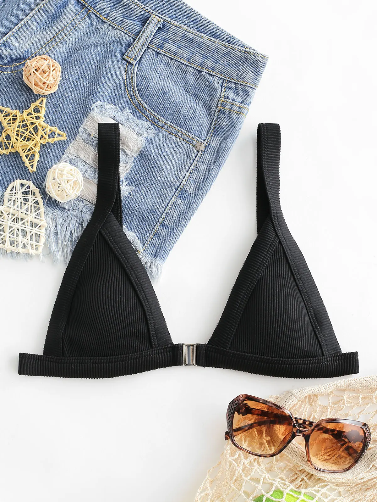 Женский купальник в рубчик с застежкой спереди|Раздельный из двух частей| |