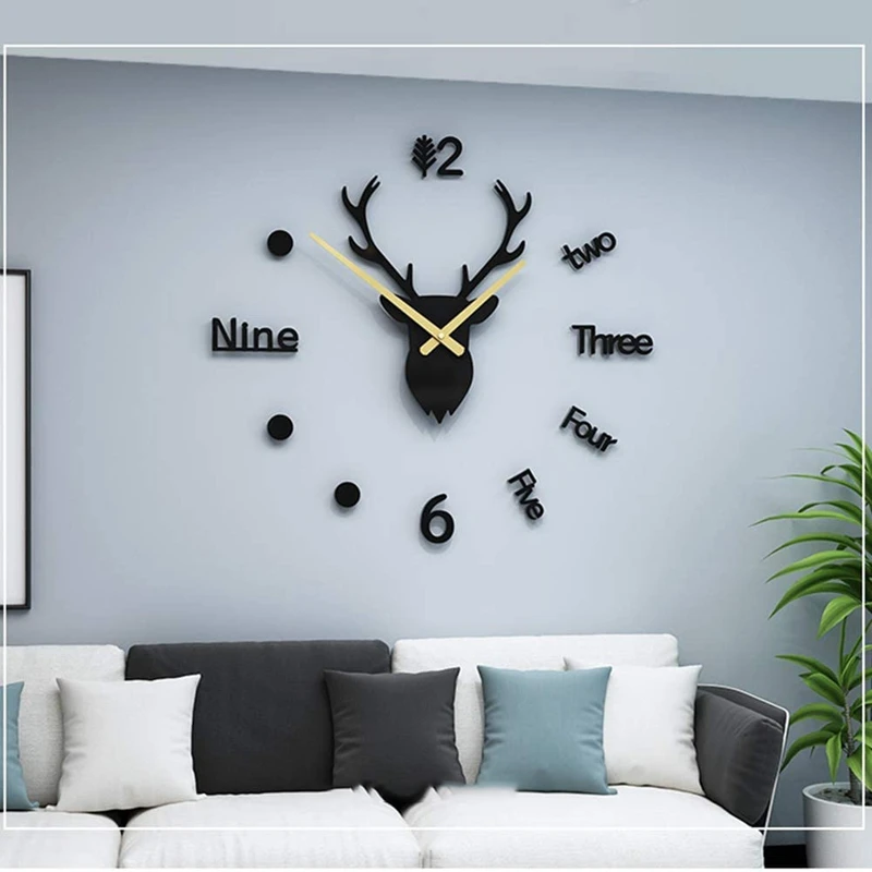 

3D DIY Mirror Wall Clock Large Size Frameless Mute for Home Decor