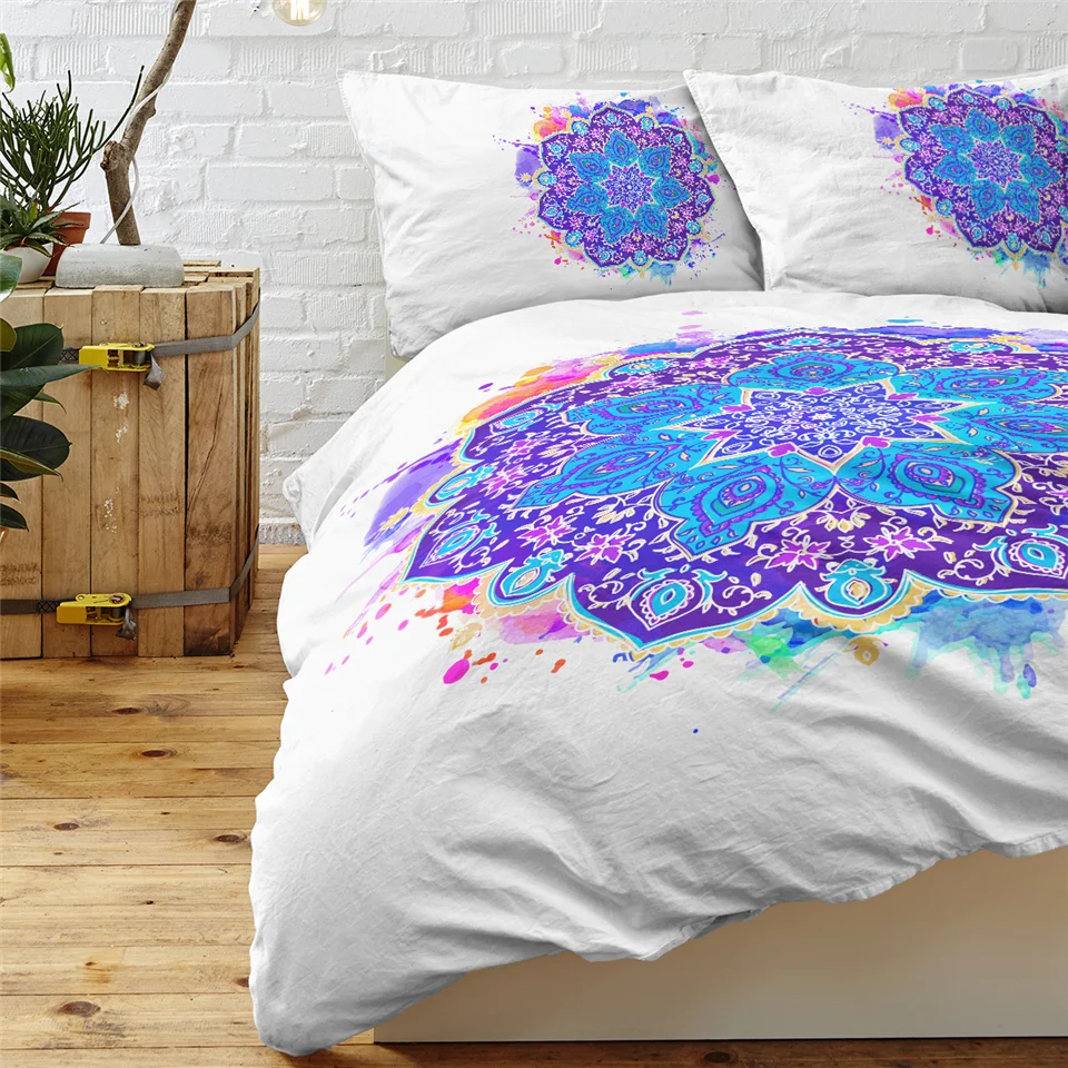Blesslive цветок лотоса Tie Dye постельное белье 3 шт. богемный Мандала пододеяльник Желтый Фиолетовый Зеленый Tye Dye домашний текстиль