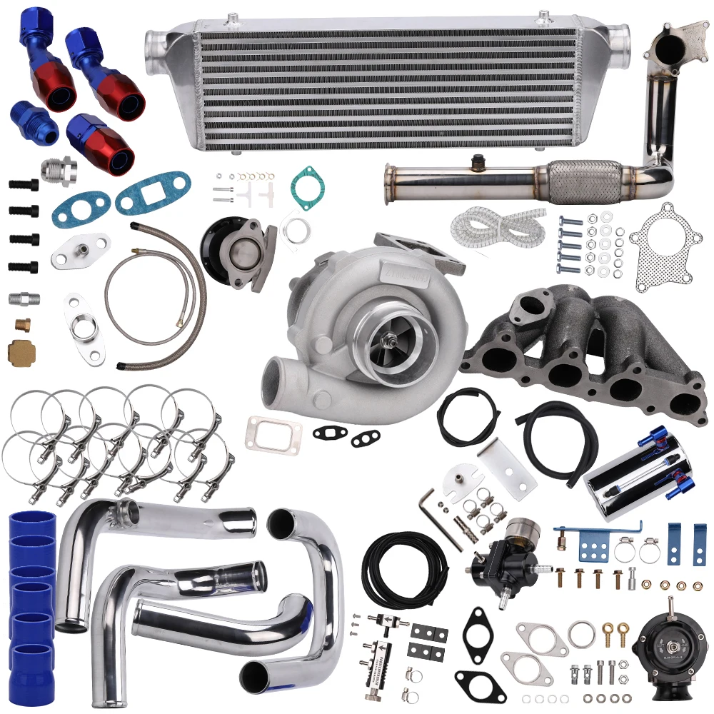 

Турбокомплект T3/T4 T04E 10 шт., для Honda D Series, для D15Z1, D16Z6, D16Y7, D16Y5, D16Y8, интеркулер турбины, алюминий