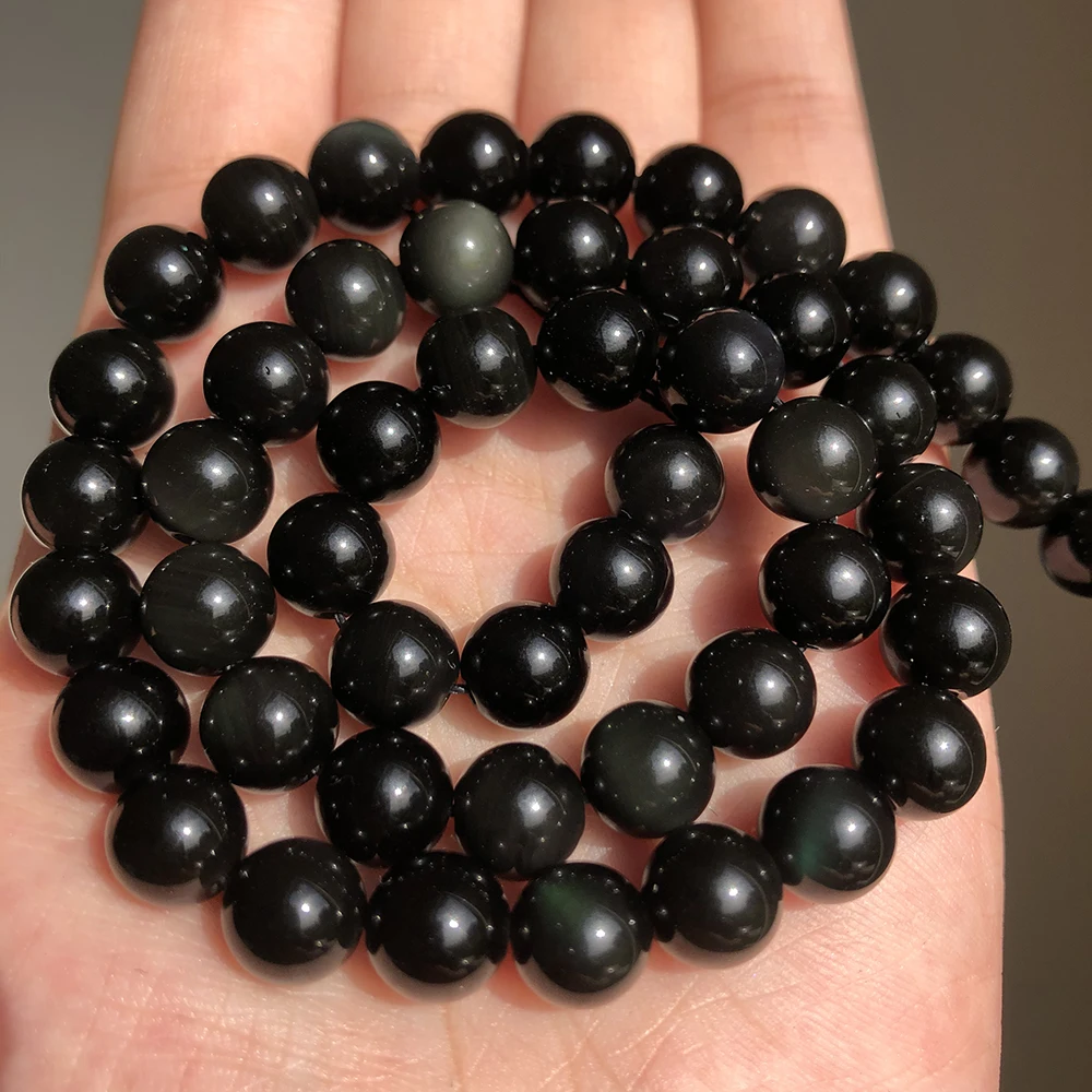 

Natural Stone Black Agates Hematite Cat Eye Labradorite Jaspers Loose Round Mineral Beads for Jewelry Making Diy Bracelet 15''