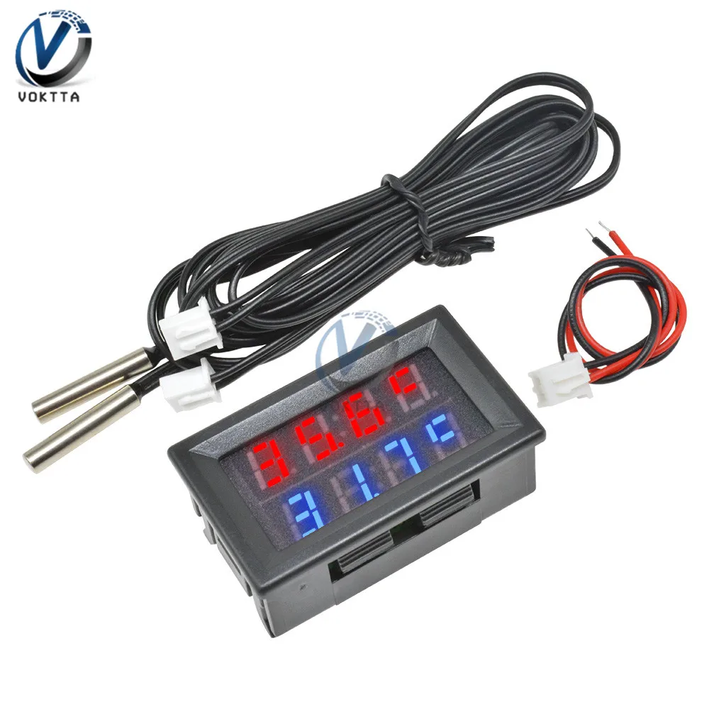 

DC 4V-28V 0.28 inch LED Dual Display Digital Thermometer w/ NTC Waterproof Metal Probe Temperature Sensor Tester For Indoor