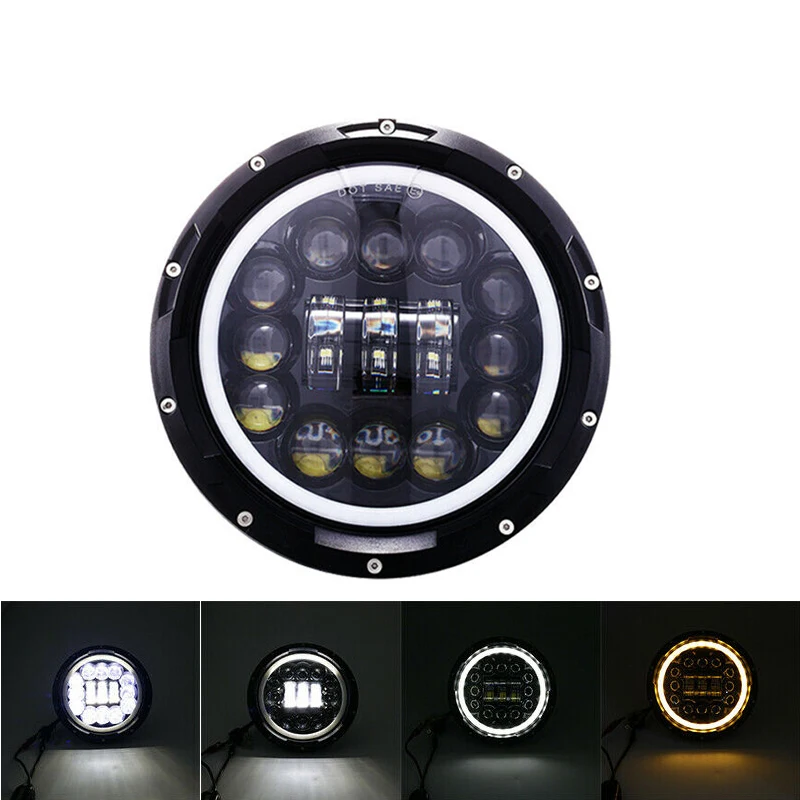 G-1pcs Headlight DOT EMARK 7 дюймов светодиодный налобный светильник s с Halo Ring поворотник светильник налобный фонарь для Jeep Wrangler Lada Niva Land Rover Defender Hummer - Цвет: G-1pcs Headlight